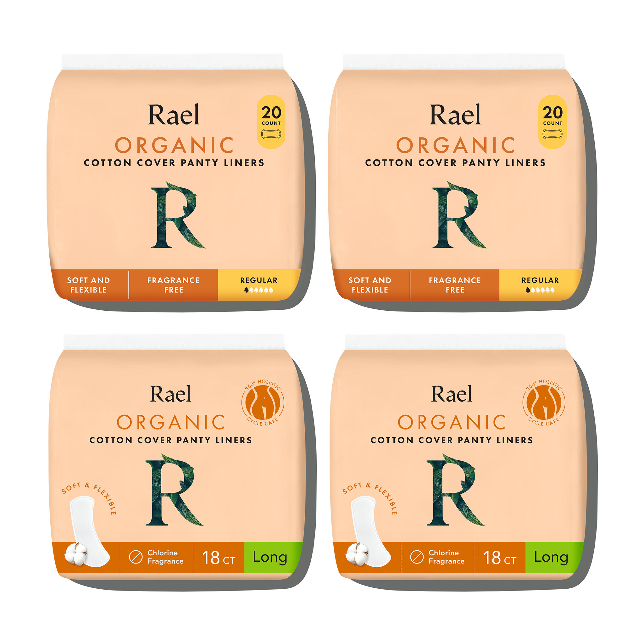 Regular + Long Bundle Unscented Panty Liners Made With Organic Cotton - Original Collection dY